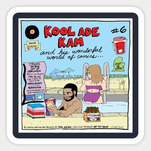 Support Kam Komics:  Kool Ade Kam and his wonderful world of comics... Sticker by Kam Komics 